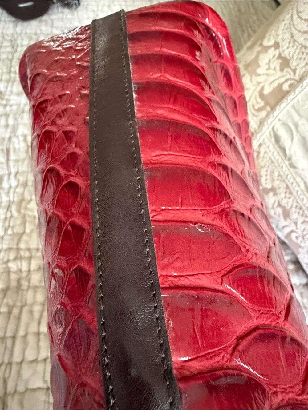 Brahmin bag large red and brown like new 16” by 11”